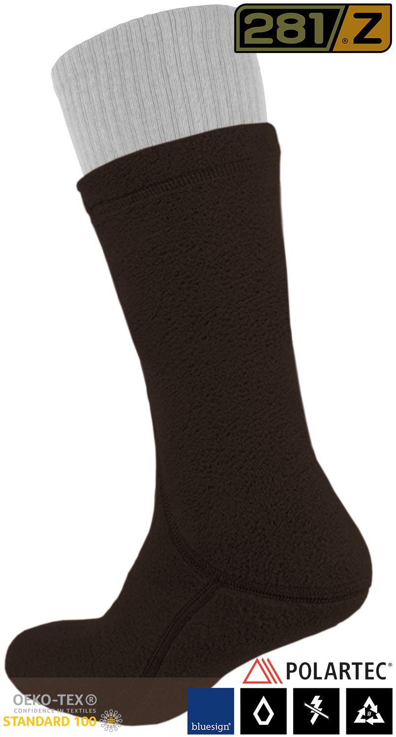 281Z Military Warm 8 inch Boot Liner Socks - Outdoor Tactical Hiking Sport - Polartec Fleece Winter Socks (Small, Brown Bear)