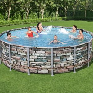 Bestway 56965E Power Steel 16' x 48" Set Above Ground Pool, Stone