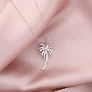 LQRI Tropical Beach Jewelry CZ Palm Tree Pendant Necklace Hawaii Bridal Beach Wedding Jewelry Bridesmaid Gifts (necklace)