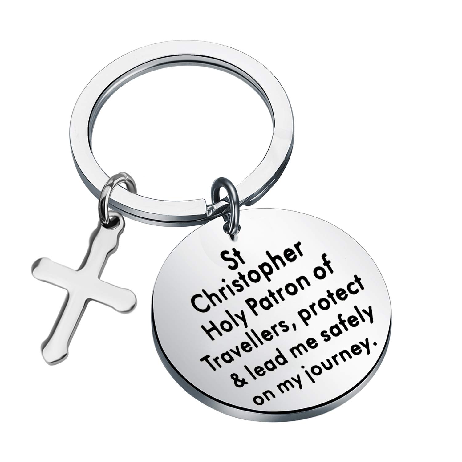 bobauna St Christopher Traveller Keychain Religious Safe Travel Gift (St Christopher journey keychain)