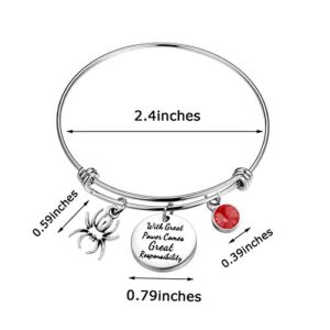 KUIYAI With Great Power Comes Great Responsibility Bracelet with Spider Charm Bangle Movie Gift Inspiration Jewelry