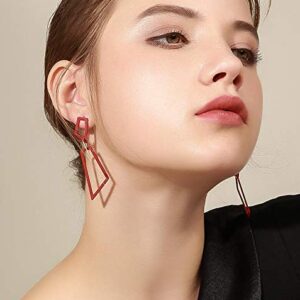 Chargances Bohemia Fashion Women Red Earrings Geometric Drop Earring Elegant and Simple Earrings Jewelry for Women