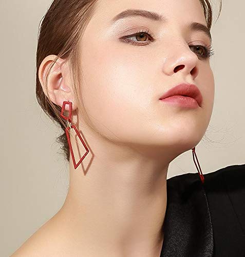 Chargances Bohemia Fashion Women Red Earrings Geometric Drop Earring Elegant and Simple Earrings Jewelry for Women