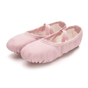 RoseMoli Ballet Shoes for Girls/Toddlers/Kids/Women, Leather Yoga Shoes/Ballet Slippers for Dancing 3 Little Kid Pink