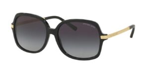 michael kors mk2024 adrianna ii square sunglasses for women + bundle with designer iwear eyewear kit (black/light grey gradient, 57)