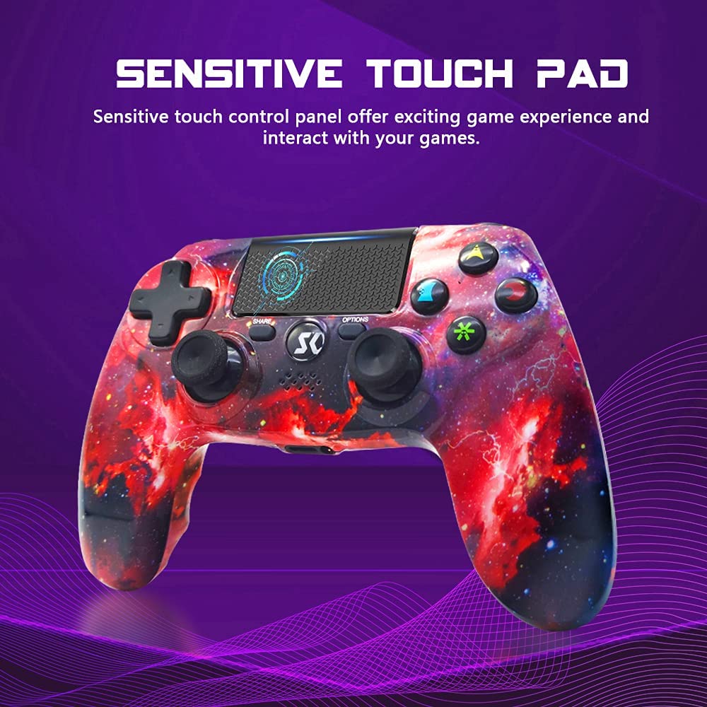 Wireless Controller for PS4, Controller for Sony PlayStation 4, Double Shock 6-Axis Motion Sensor, Sensitive Touch Pad, Built-in Speaker & Stereo Headphone Jack, Compatible with PlayStation 4/Pro/Slim