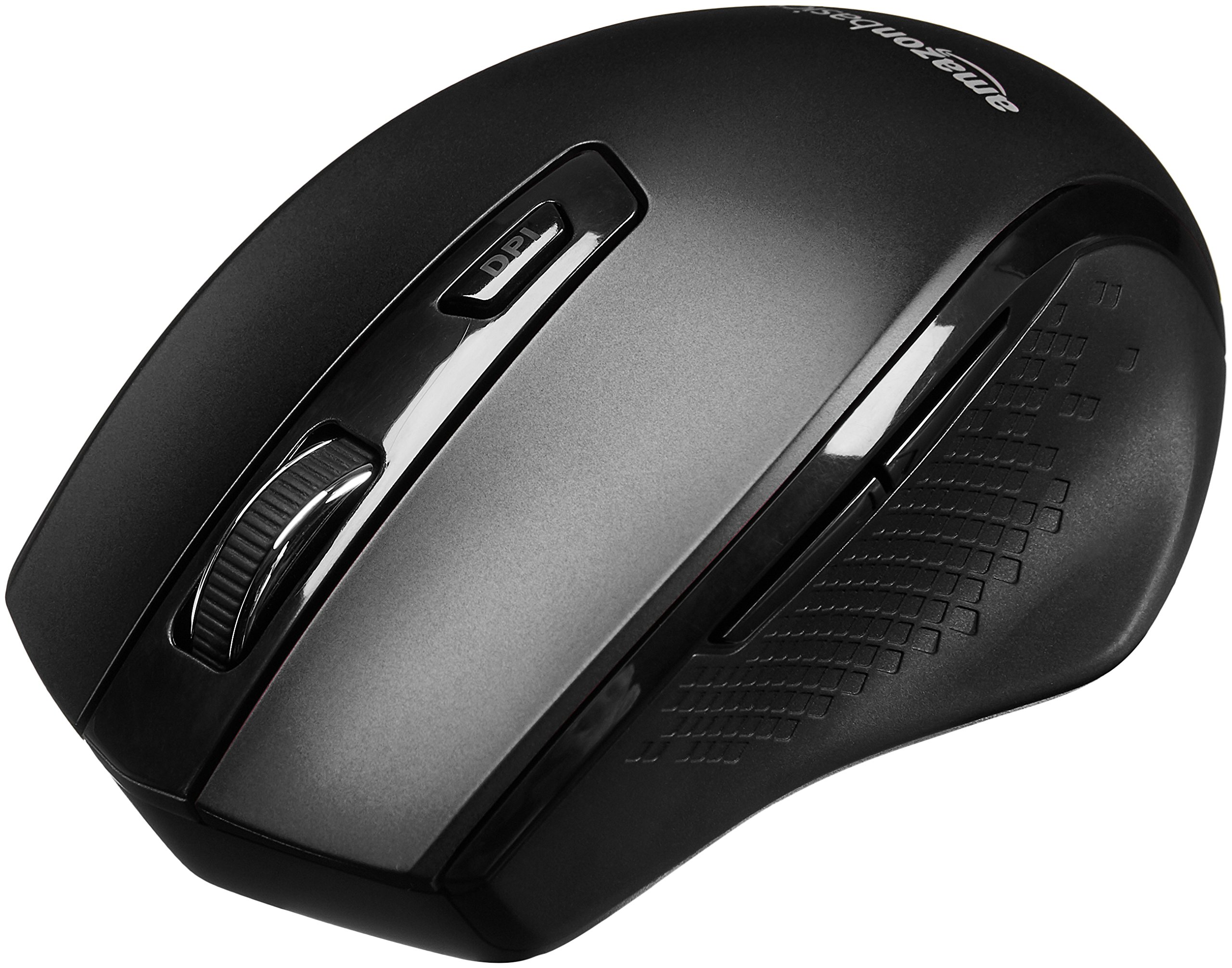 Amazon Basics Ergonomic Wireless PC Mouse - DPI Adjustable - Black & Gaming Computer Mouse Pad - Black