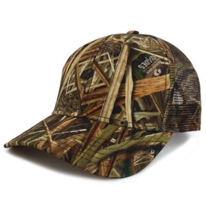 armycrew hunting camouflage outdoor structured camo printed trucker mesh cap - shadow grass