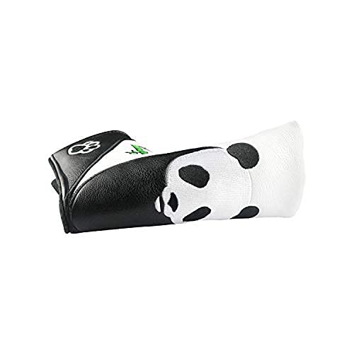 PINMEI Golf Blade Putter Cover Golf Putter Headcover Synthetic Leather Closure for Scotty Cameron Odyssey Blade Taylormade Ping (White black panda)