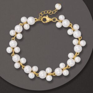 Ross-Simons 5-7.5mm Cultured Pearl Trio Bracelet in 18kt Gold Over Sterling Silver. 7 inches