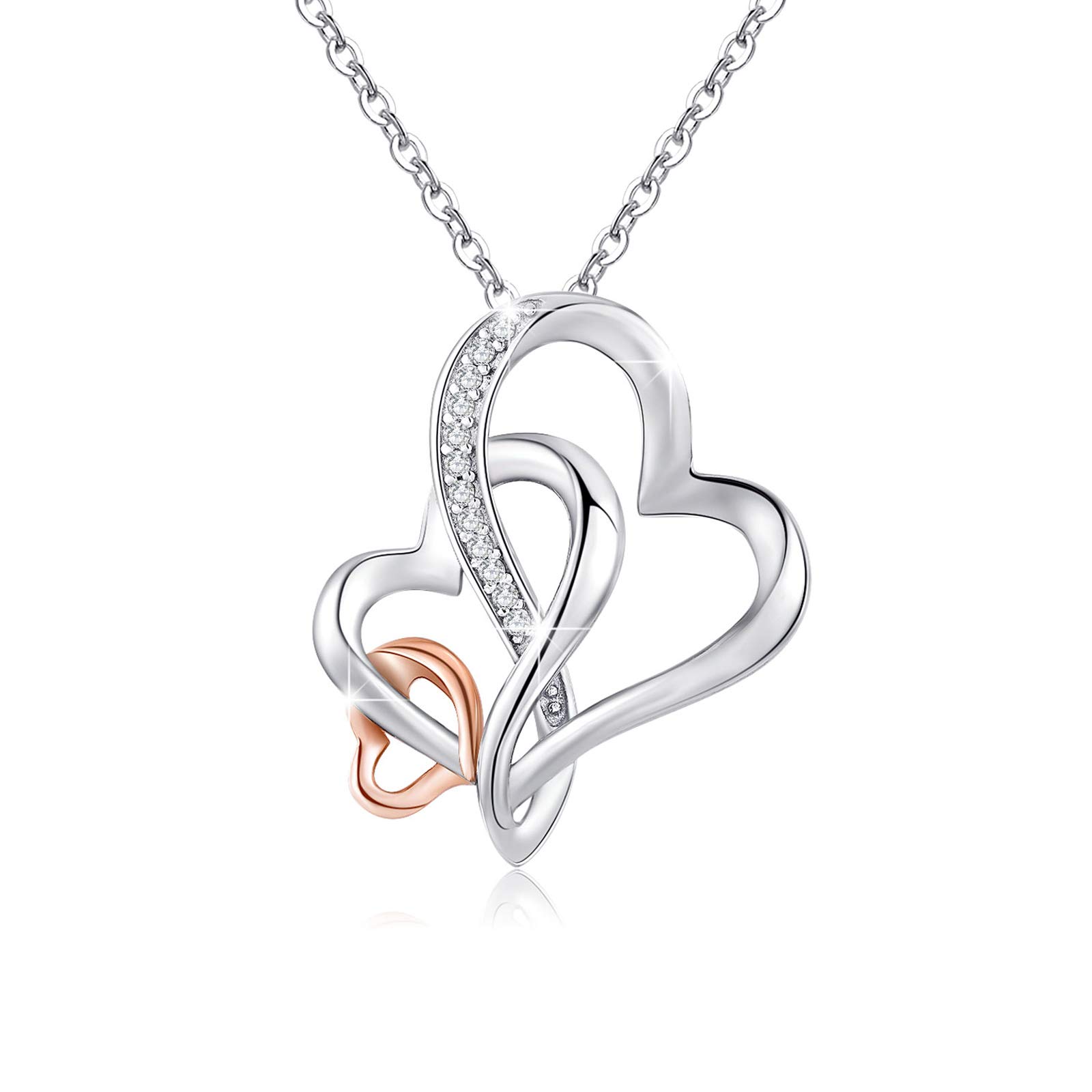 MEDWISE Three Generations Necklace for Grandma Gifts Jewelry S925 Sterling Silver Grandmother Mom Granddaughter Mothers Day Necklace Jewelry Birthday Gifts Rose Gold Tone Infinity Love Necklace