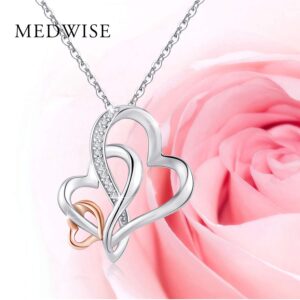 MEDWISE Three Generations Necklace for Grandma Gifts Jewelry S925 Sterling Silver Grandmother Mom Granddaughter Mothers Day Necklace Jewelry Birthday Gifts Rose Gold Tone Infinity Love Necklace