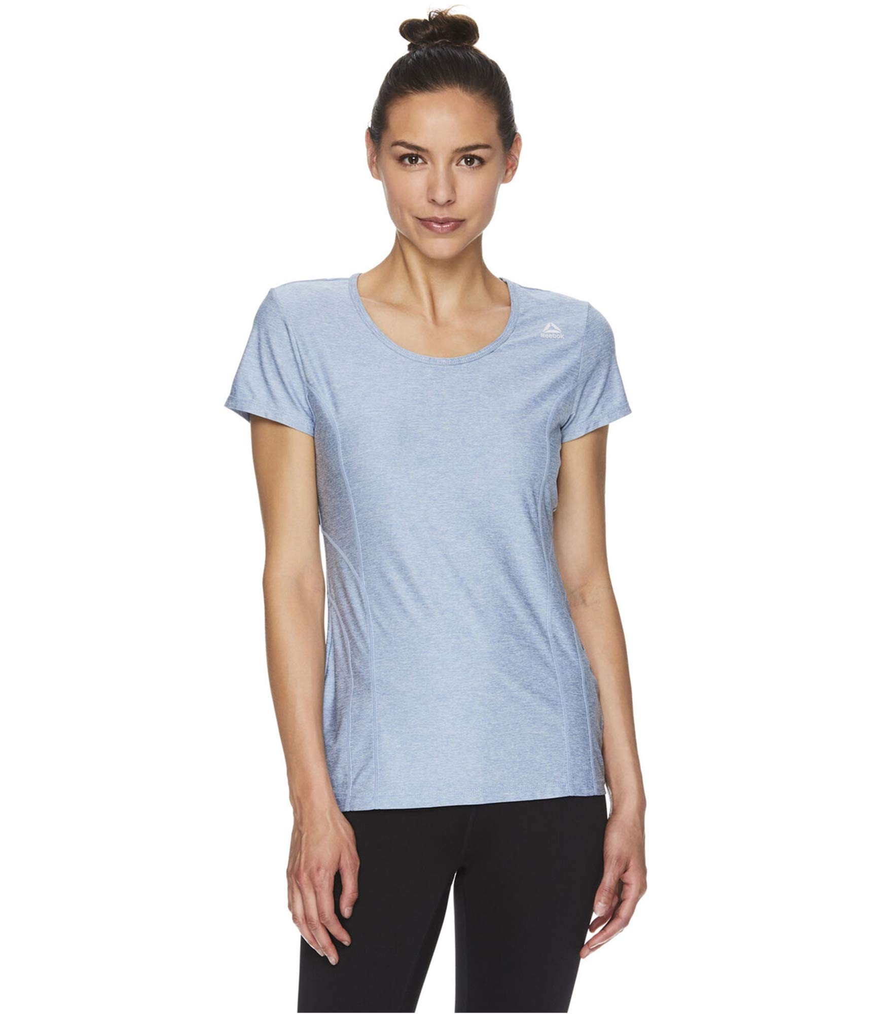 Reebok Womens Reversed Marled Basic T-Shirt, Blue, Medium