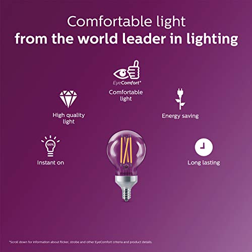 Philips LED Classic Glass Dimmable G16.5 Light Bulb: 350-Lumen, 2700-Kelvin, 3.8 Watt, E12 Base, Warm Glow, 8-Pack