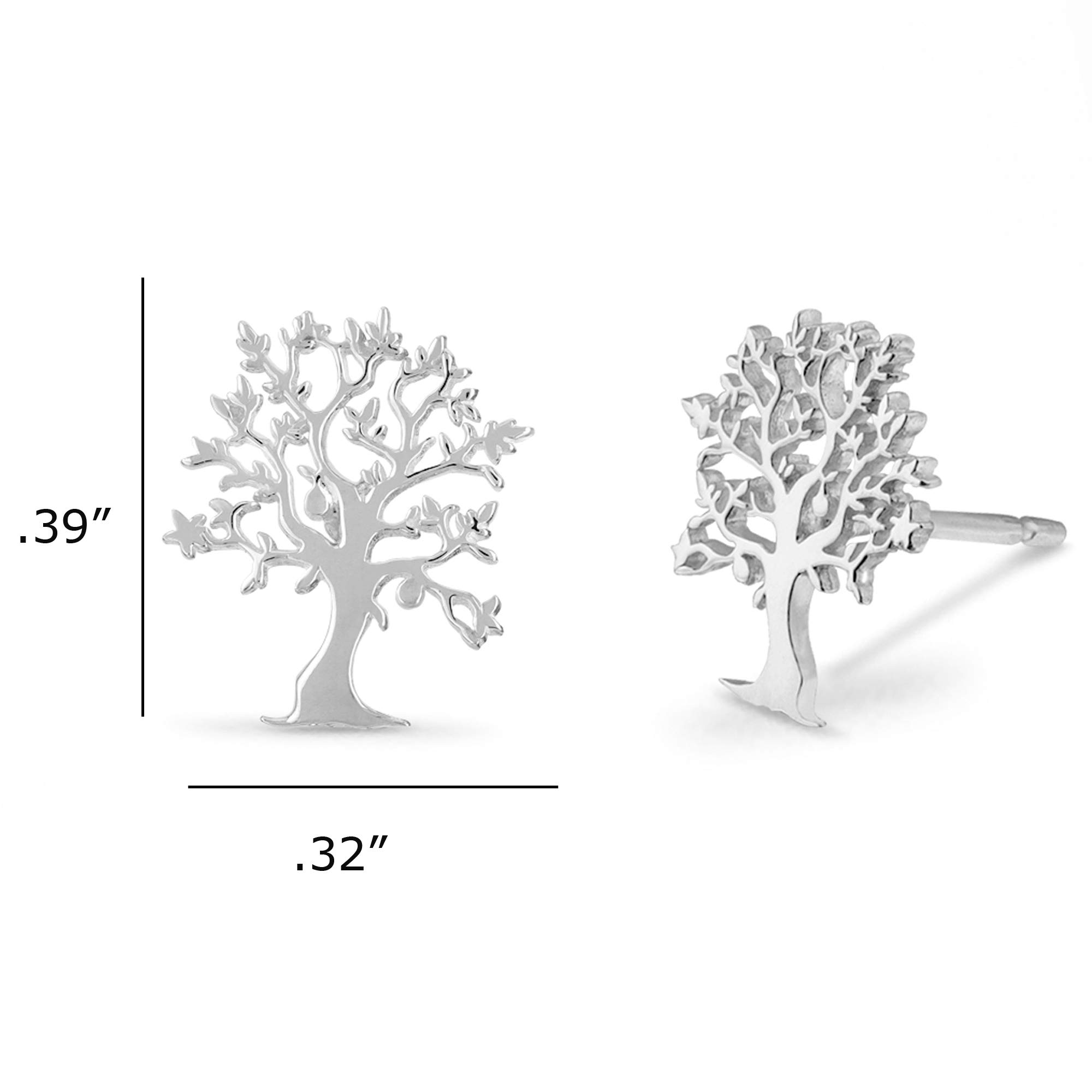 Boma Jewelry Sterling Silver Tree of Life Nature Stud Earrings