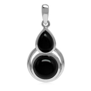 silvershake natural black onyx 925 sterling silver contemporary geometric pendant