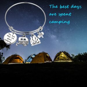 KUIYAI Happy Camping Bracelet The Best Days Are Spent Camping Bangle Camper Jewelry Camping Lovers Gift (Camping Bracelet)