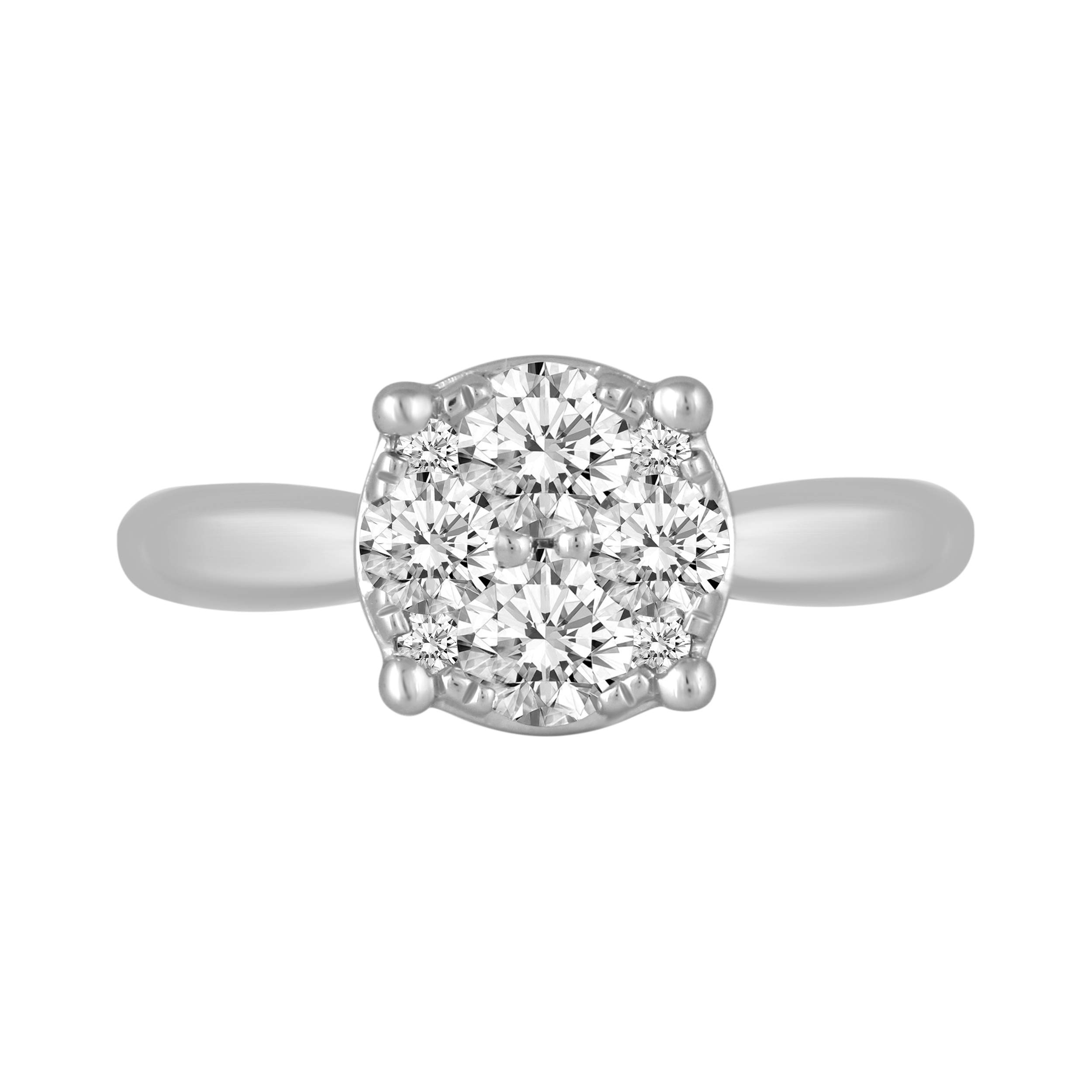 Fifth and Fine 1/2Cttw to 1.00Cttw Natural Diamond Cluster Solitaire Ring Set in Sterling Silver (8, 1.00)