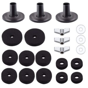 21 pieces cymbal replacement accessories, amadget cymbal felts hi-hat clutch felt hi hat cup felt cymbal sleeves with base wing nuts replacement and cymbal washer for cymbal stackers