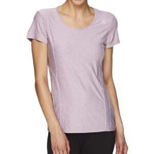 Reebok Womens Reversed Marled Basic T-Shirt, Purple, Small