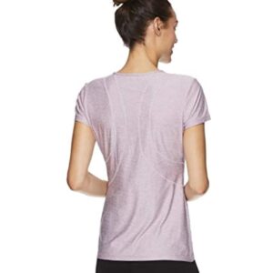 Reebok Womens Reversed Marled Basic T-Shirt, Purple, Small