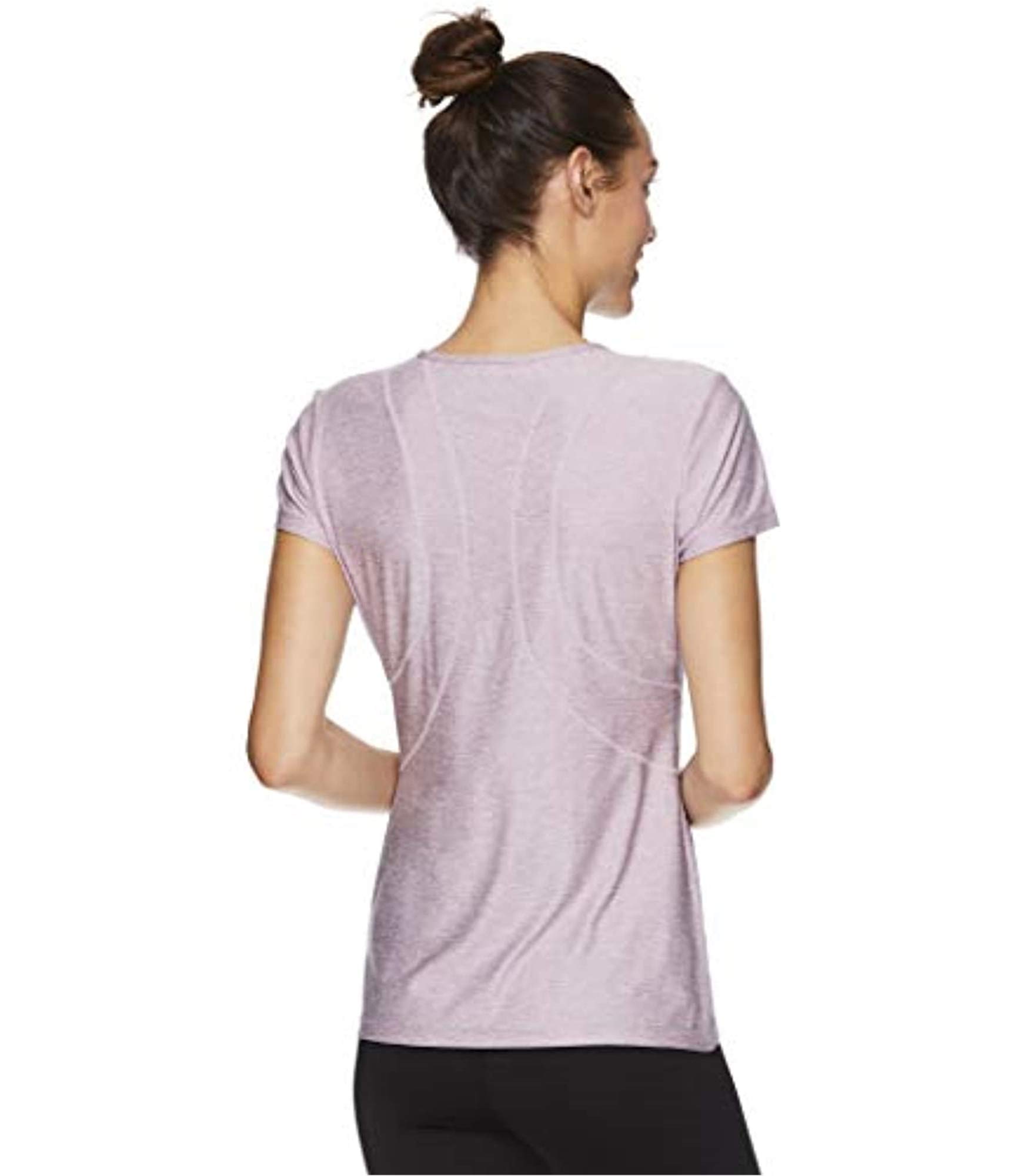 Reebok Womens Reversed Marled Basic T-Shirt, Purple, Small