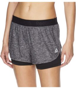 reebok womens cardio running athletic workout shorts, black, small