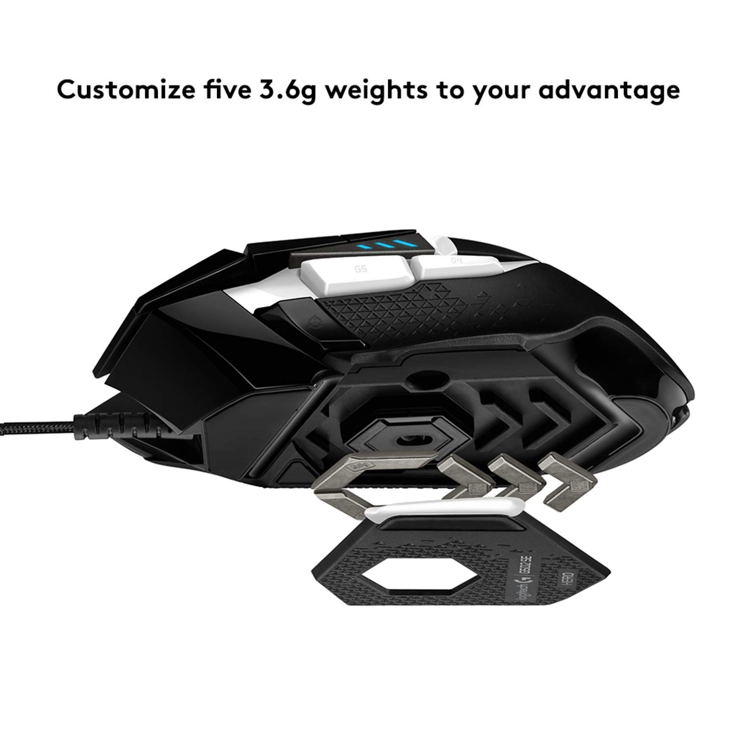 Logitech G502 Hero High Performance Gaming Mouse Special Edition, Hero 25K Sensor, 25 600 DPI, RGB, Adjustable Weights, 11 Programmable Buttons, On-Board Memory, PC/Mac - Black/White