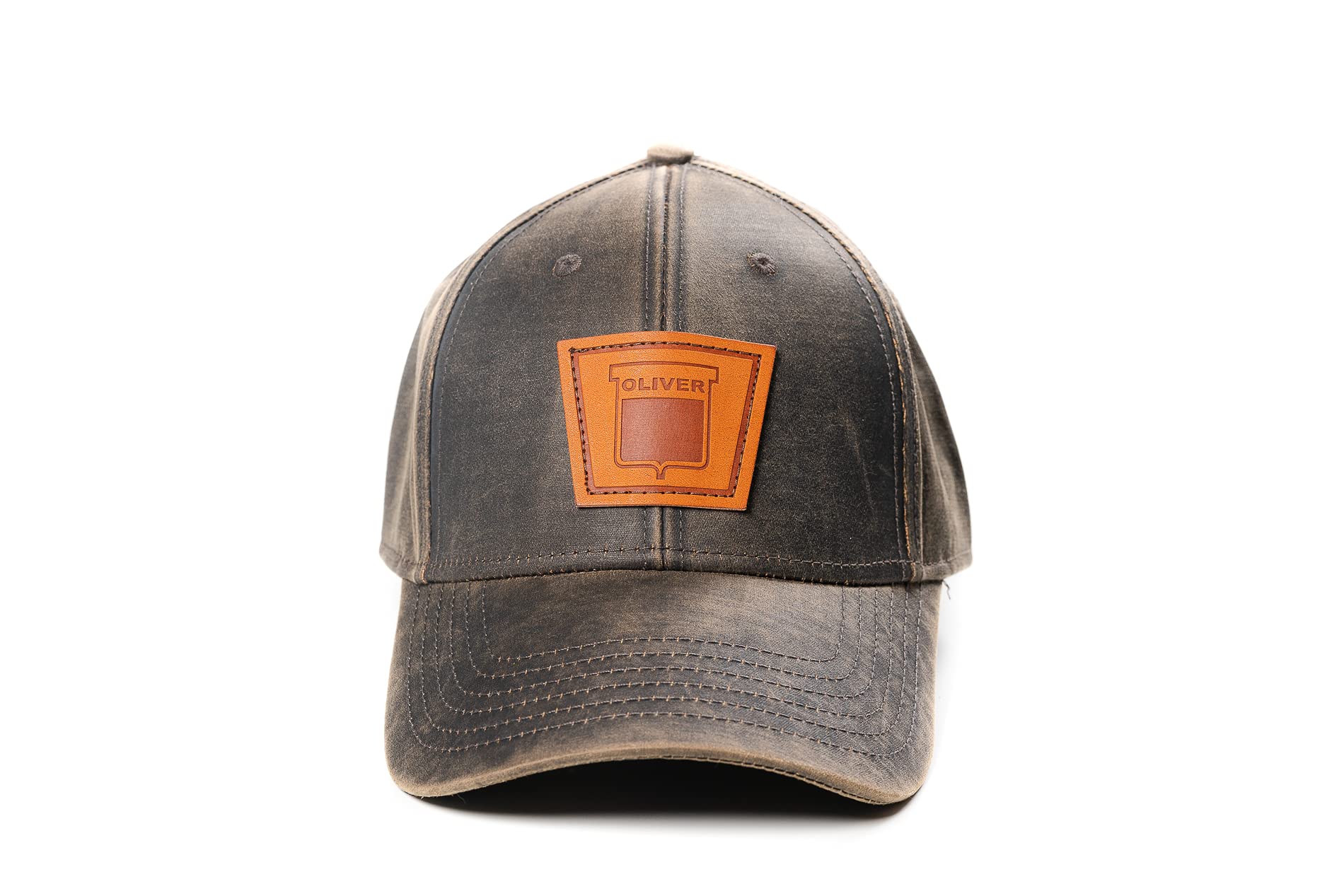 Oliver Logo Hat, Keystone Leather Emblem, Oil Distressed