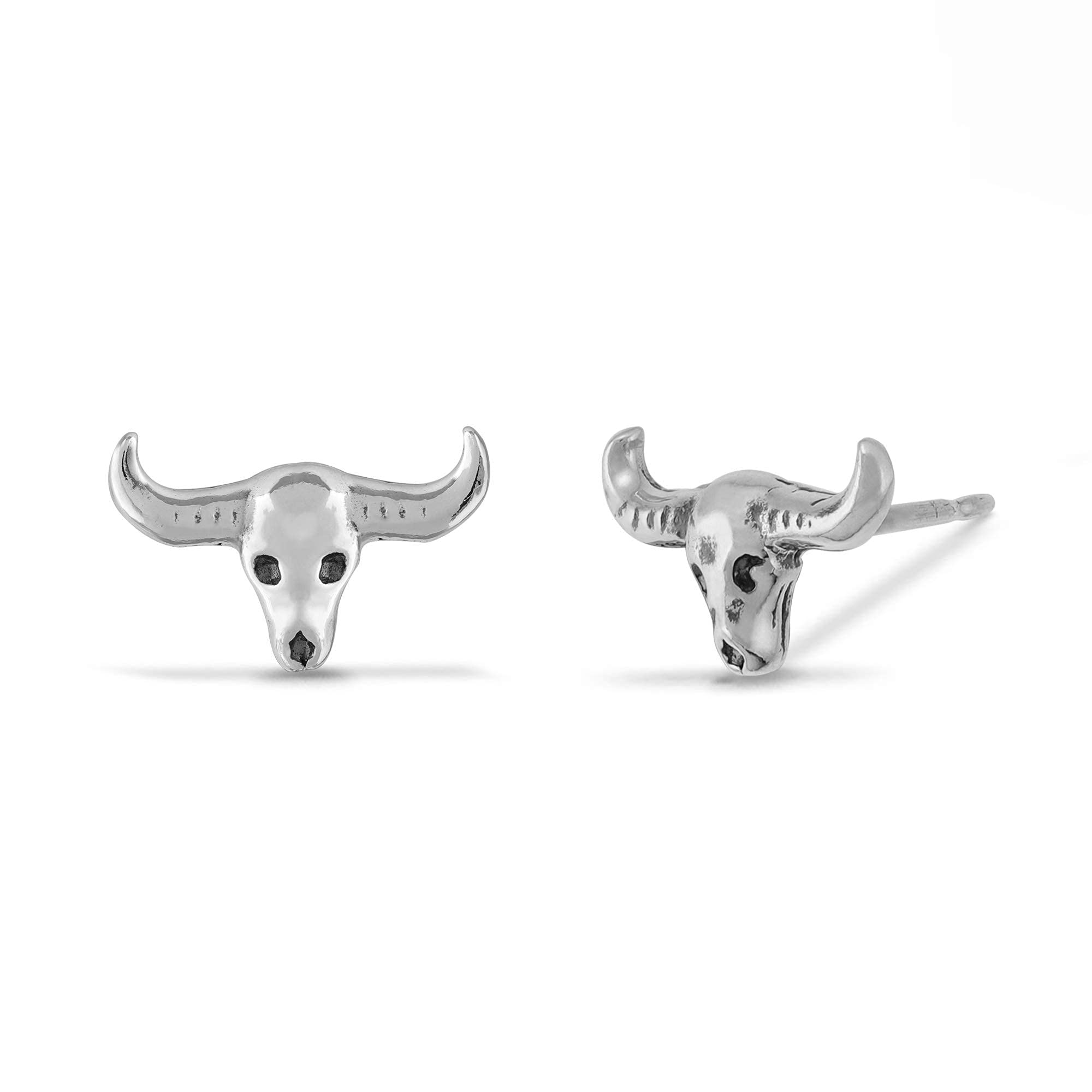 Boma Jewelry Sterling Silver Longhorn Bull Steer Cow Skull Stud Earrings