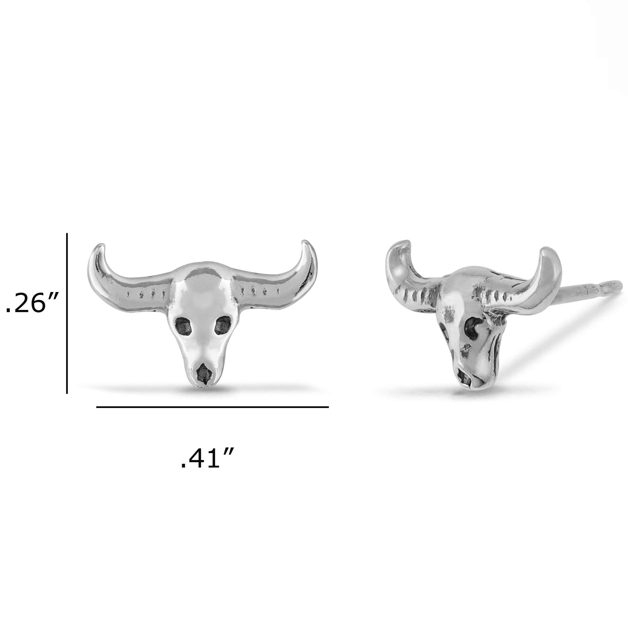 Boma Jewelry Sterling Silver Longhorn Bull Steer Cow Skull Stud Earrings