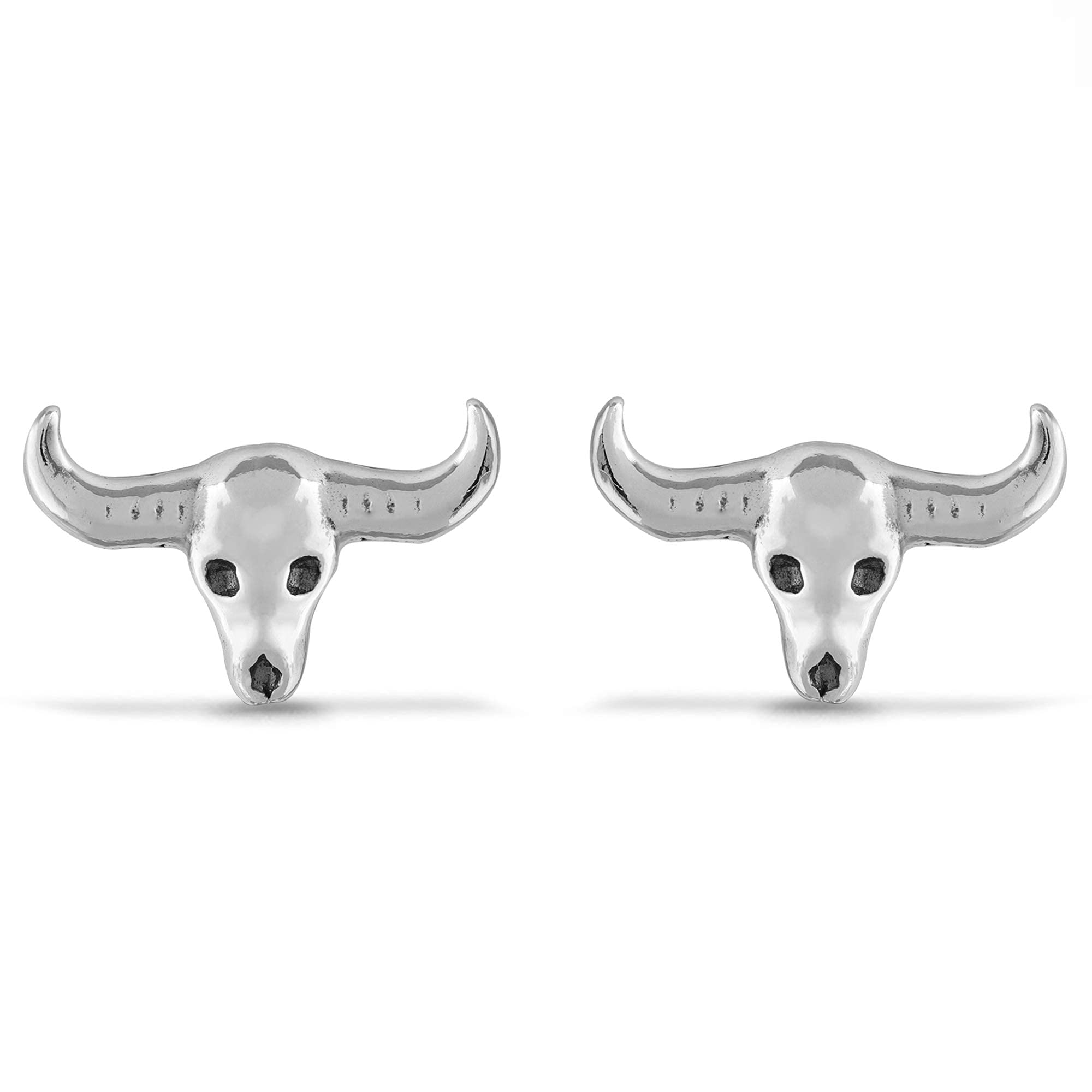 Boma Jewelry Sterling Silver Longhorn Bull Steer Cow Skull Stud Earrings