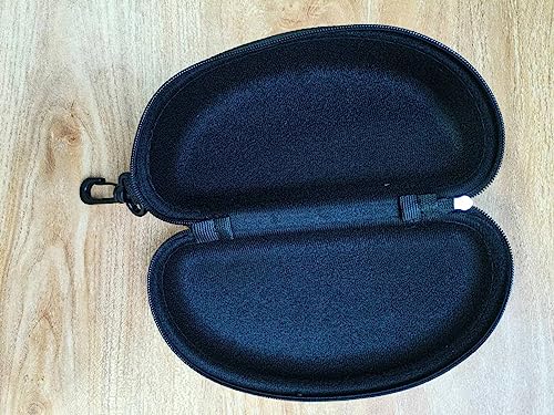 alladaga 3 Pack Zipper Shell Eyeglasses and Sunglasses Case with Plastic Carabiner Hook (Black)