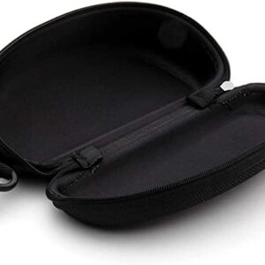 alladaga 3 Pack Zipper Shell Eyeglasses and Sunglasses Case with Plastic Carabiner Hook (Black)