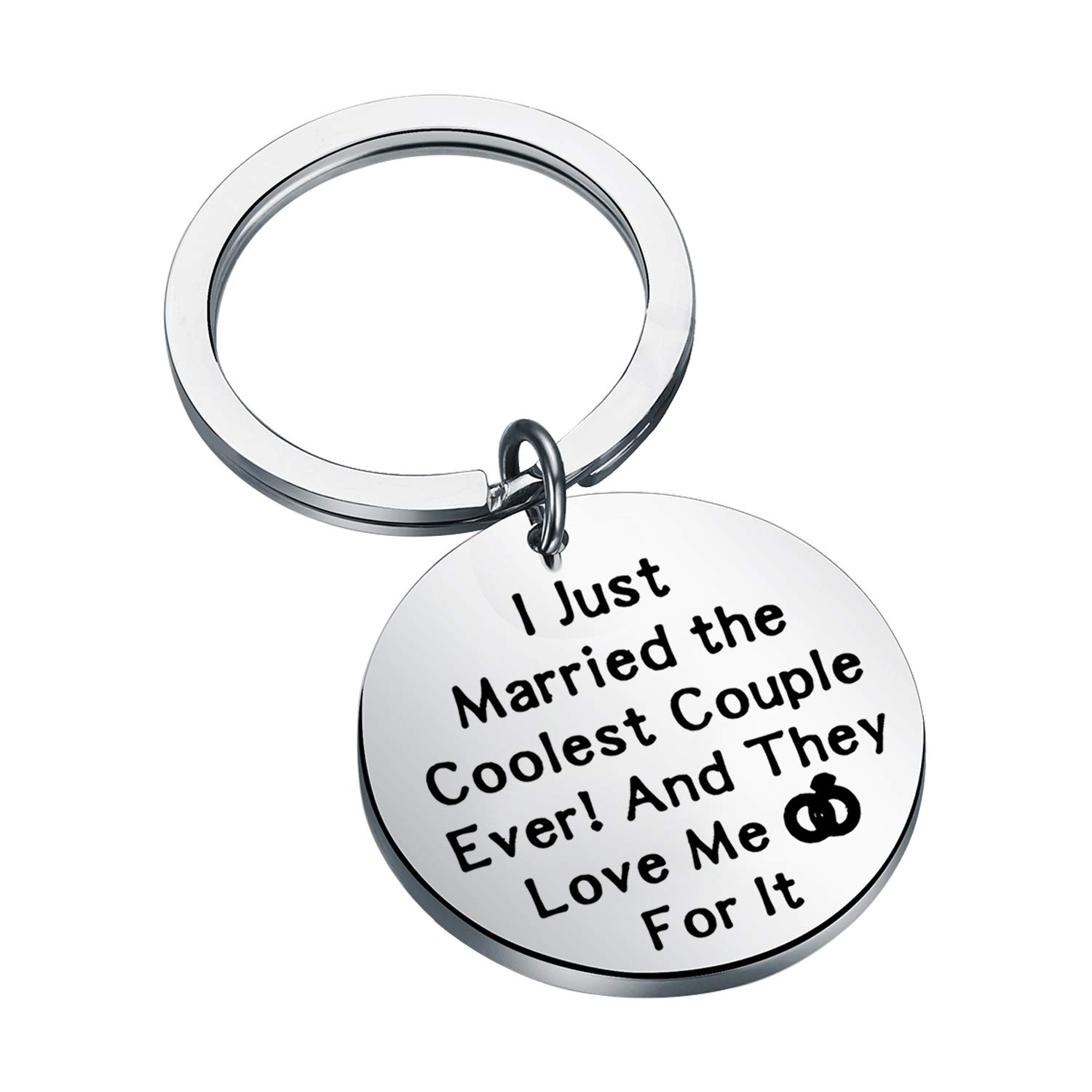 FEELMEM Wedding Planner Gift Wedding Officiant Gift I Just Married the Coolest Couple Ever Keychain Wedding Thank Your Gift for Reverend Preacher Wedding Coordinator (silver)