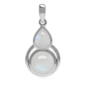 silvershake natural rainbow moonstone 925 sterling silver contemporary geometric pendant