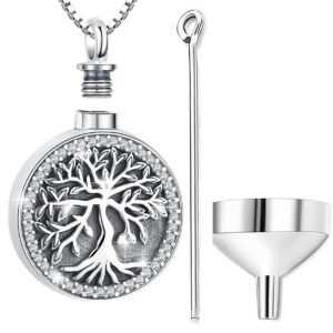 Aniu Cremation Jewelry for Ashes S925 Sterling Silver Urn Necklace Memorial Necklace for Human Ashes of Loved Ones Keepsake Pendant for Men Women (Tree of Life-G)