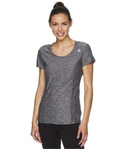 reebok womens reversed marled basic t-shirt, black, small