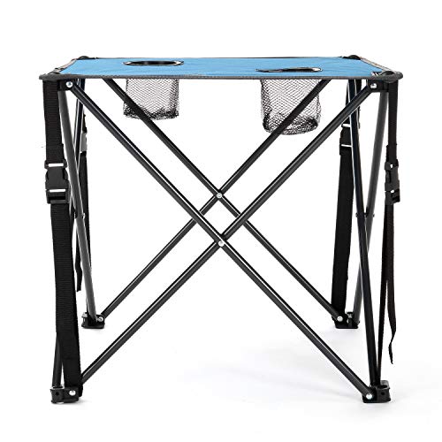 ARROWHEAD OUTDOOR 26” (66cm) Heavy-Duty Portable Camping Folding Table, 2 Cup Holders, Compact, Square, Carrying Case Included, Steel Frame, High-Grade 600D Canvas, USA-Based Support