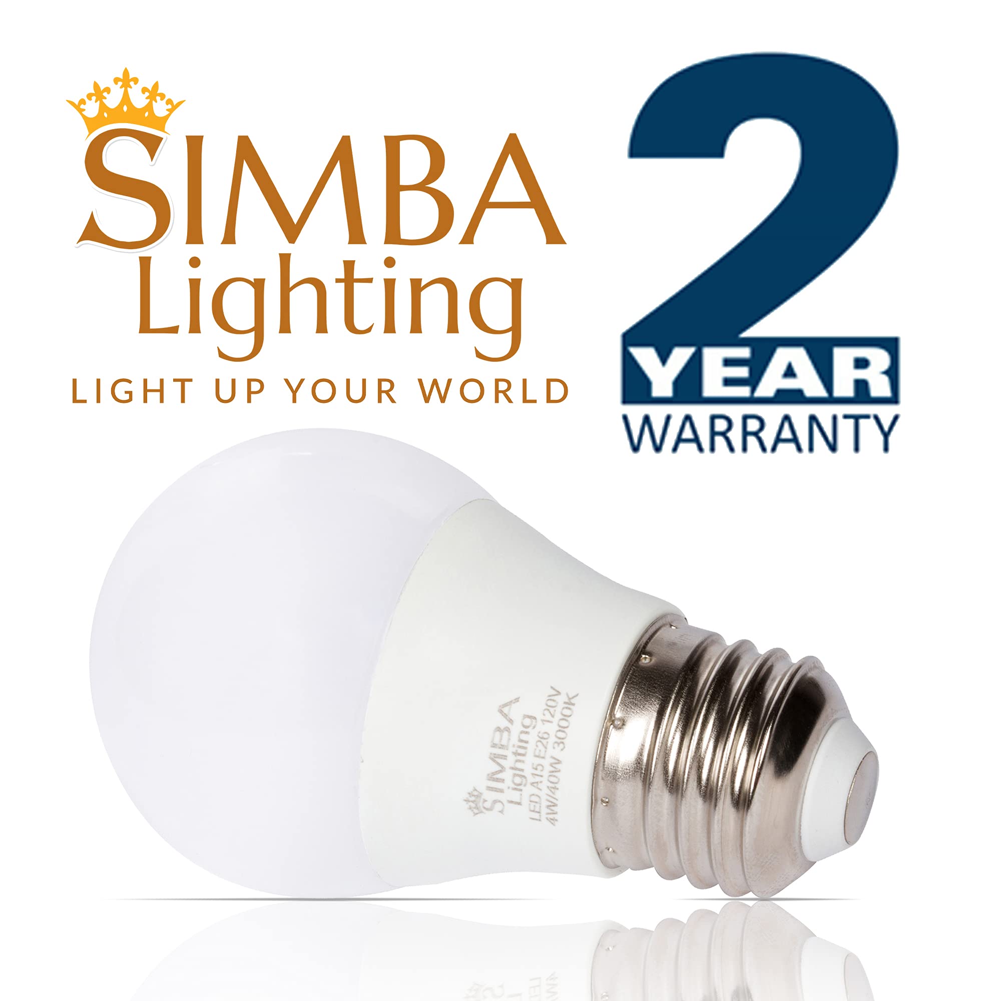 Simba Lighting LED A15 Refrigerator Light Bulbs (6-Pack) 4W 40W Replacement Small for Appliances, Freezers, Ceiling Fans, 120V, E26 Standard Medium Base, Frosted Cover, Not Dimmable, 3000K Soft White