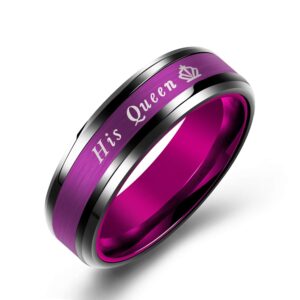 His Queen Wedding Bands Men's Women Stainless Steel Bridal Ring Set Couples Anniversary Engagement Promise Ring, Size 7