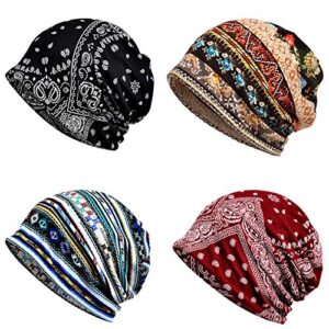 4 pcs women baggy slouchy beanie chemo hat cap slouchy snood hat cancer headwear