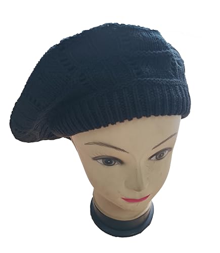 Hysunland Black Satin Lined Hats for Women Ladies Winter Spring Knit Beret