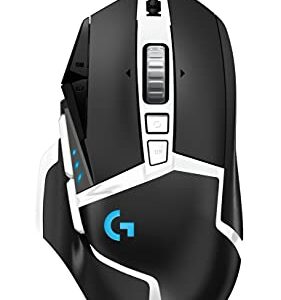 Logitech G502 Hero High Performance Gaming Mouse Special Edition, Hero 16K Sensor, 16 000 DPI, RGB, Adjustable Weights, 11 Programmable Buttons, On-Board Memory, PC/Mac - Black/White