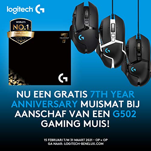 Logitech G502 Hero High Performance Gaming Mouse Special Edition, Hero 16K Sensor, 16 000 DPI, RGB, Adjustable Weights, 11 Programmable Buttons, On-Board Memory, PC/Mac - Black/White