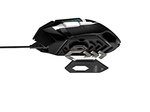 Logitech G502 Hero High Performance Gaming Mouse Special Edition, Hero 16K Sensor, 16 000 DPI, RGB, Adjustable Weights, 11 Programmable Buttons, On-Board Memory, PC/Mac - Black/White