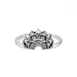 boma sterling silver bali style boho tribal lotus blossom flower ring, size 8