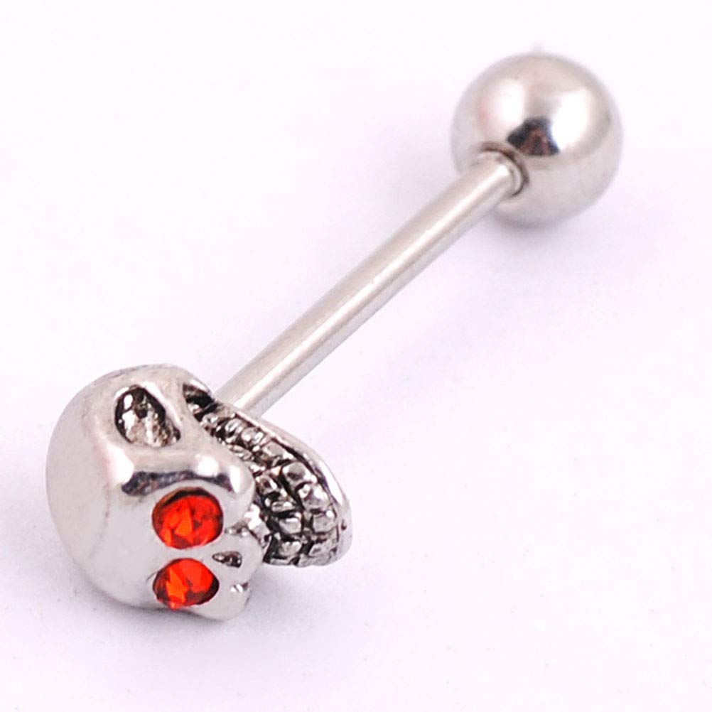 Skeleton Tongue Bar Barbell Piercing Rings Body Retainer Skull Stainless Steel Crystal Jewelry Multi Color 5pcs