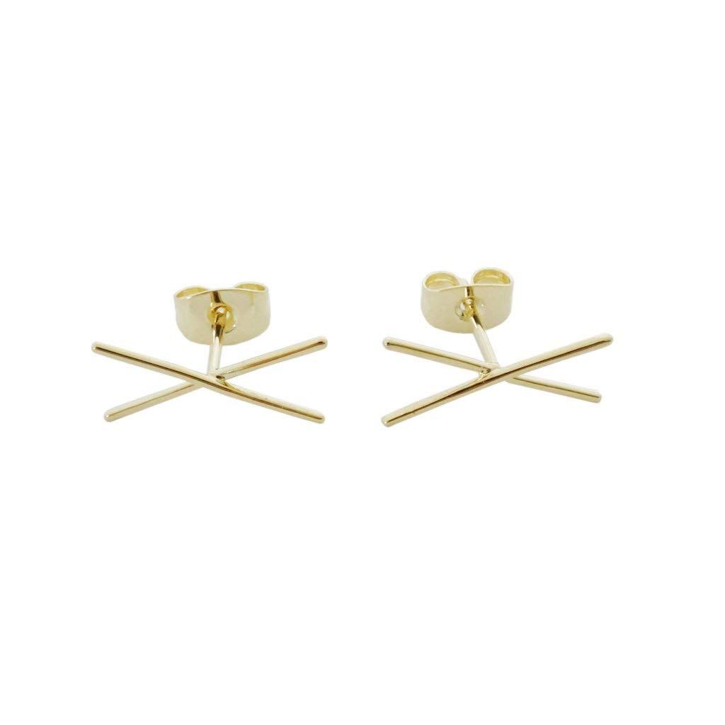 HONEYCAT X Bar Crawler Studs in Gold, Rose Gold, or Silver | Minimalist, Delicate Jewelry (Gold)