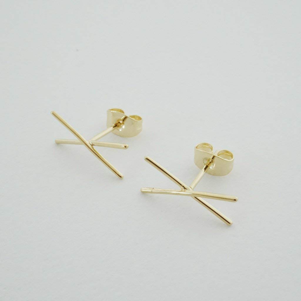 HONEYCAT X Bar Crawler Studs in Gold, Rose Gold, or Silver | Minimalist, Delicate Jewelry (Gold)